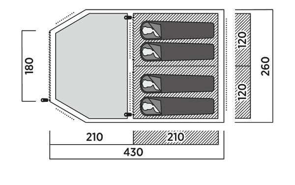 Easy Camp Huntsville 400, 4 Person Tunnel Tent 2024 - Green/Grey