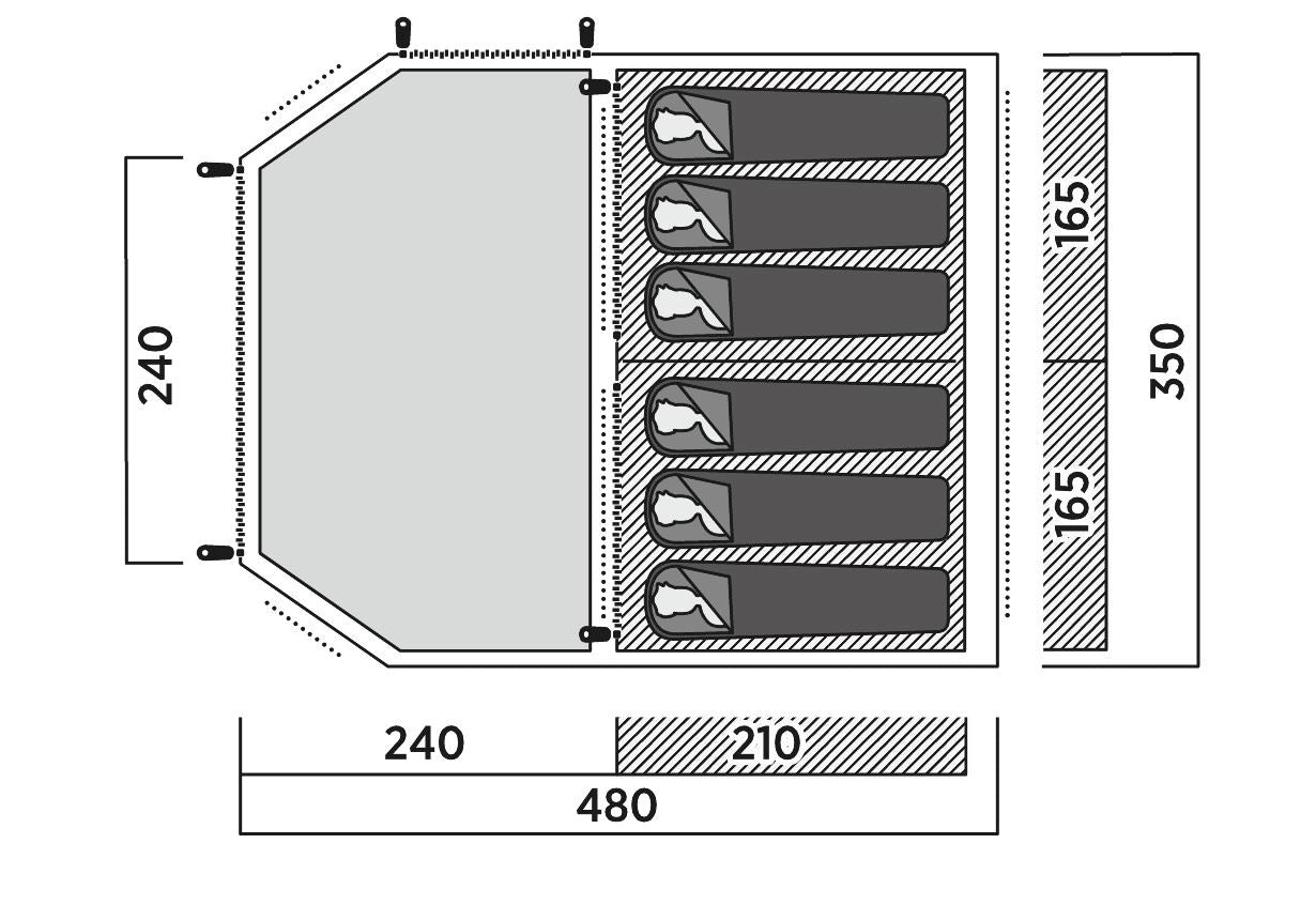 Easy Camp Huntsville 600, 6 Person Tunnel Tent 2024 - Green/Grey