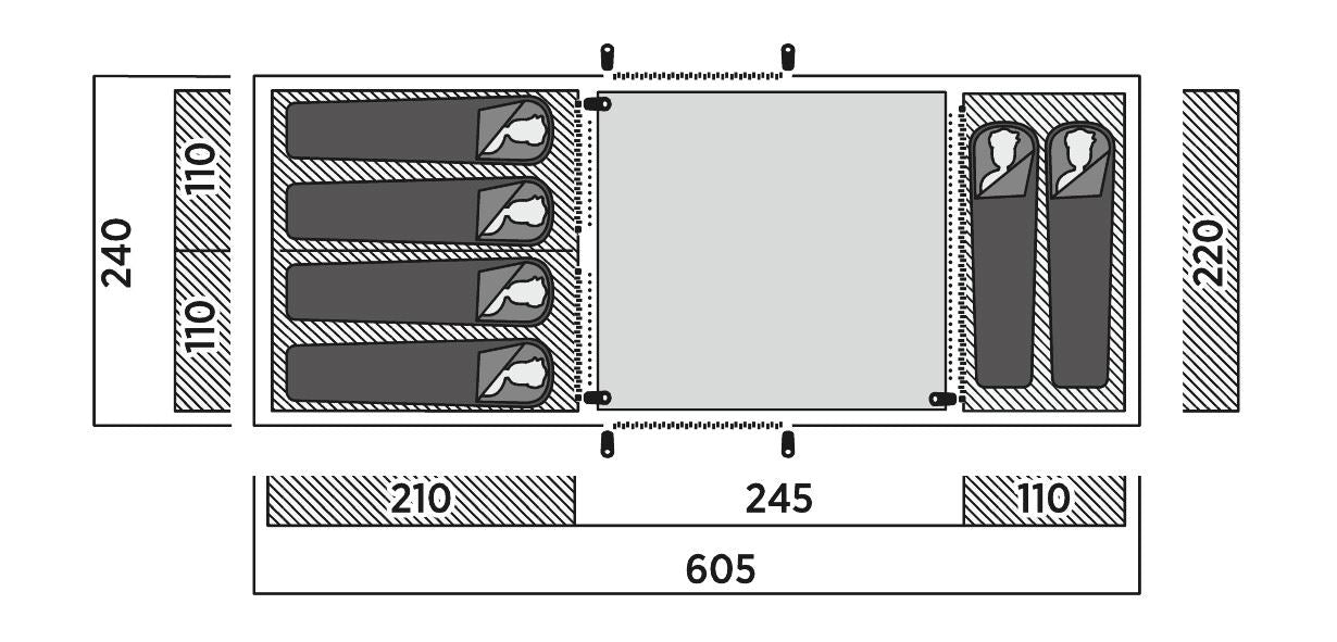 Easy Camp Huntsville Twin 600, 6 Person Tunnel Tent 2024 - Green/Grey