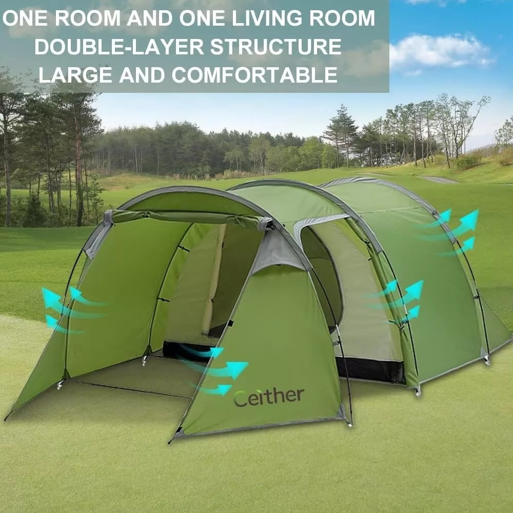 Ceither Tunnel Tent 4 Person - Green