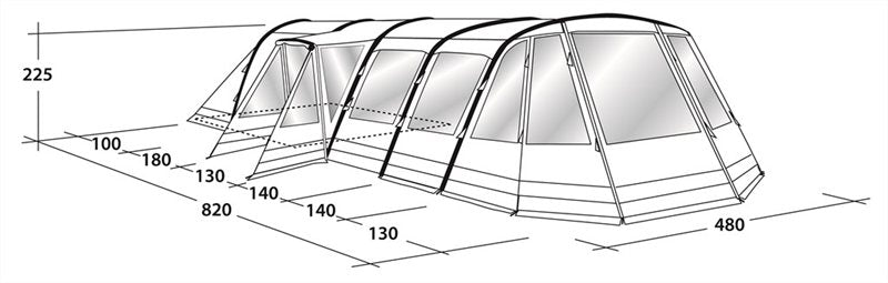 Outwell Vermont 7SA Air, 7 Person Family Tent 2018 - Grey