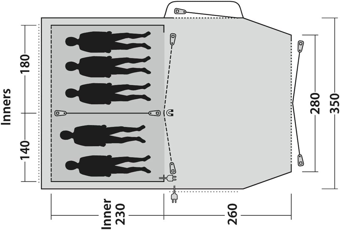 Outwell Nevada 5P, 5 Person Tunnel Tent - Navy/Grey