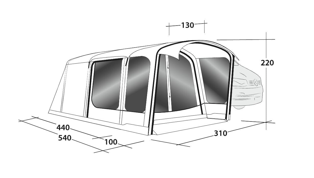 Outwell Jonesville 440SA Flex Air Drive Away Awning 2023 With Carpet in Grey & Black