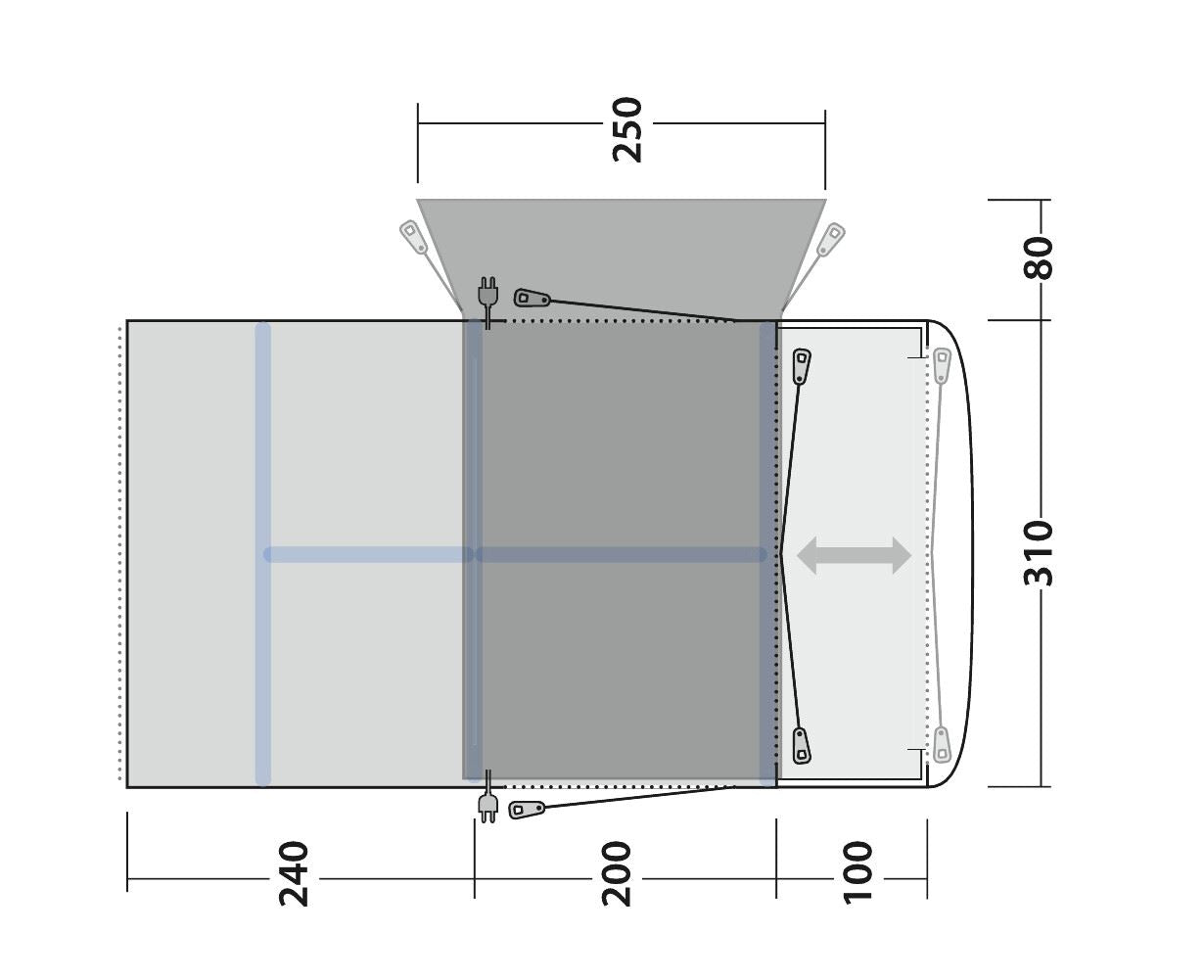 Outwell Jonesville 440SA Flex Air Drive Away Awning 2023 With Carpet in Grey & Black