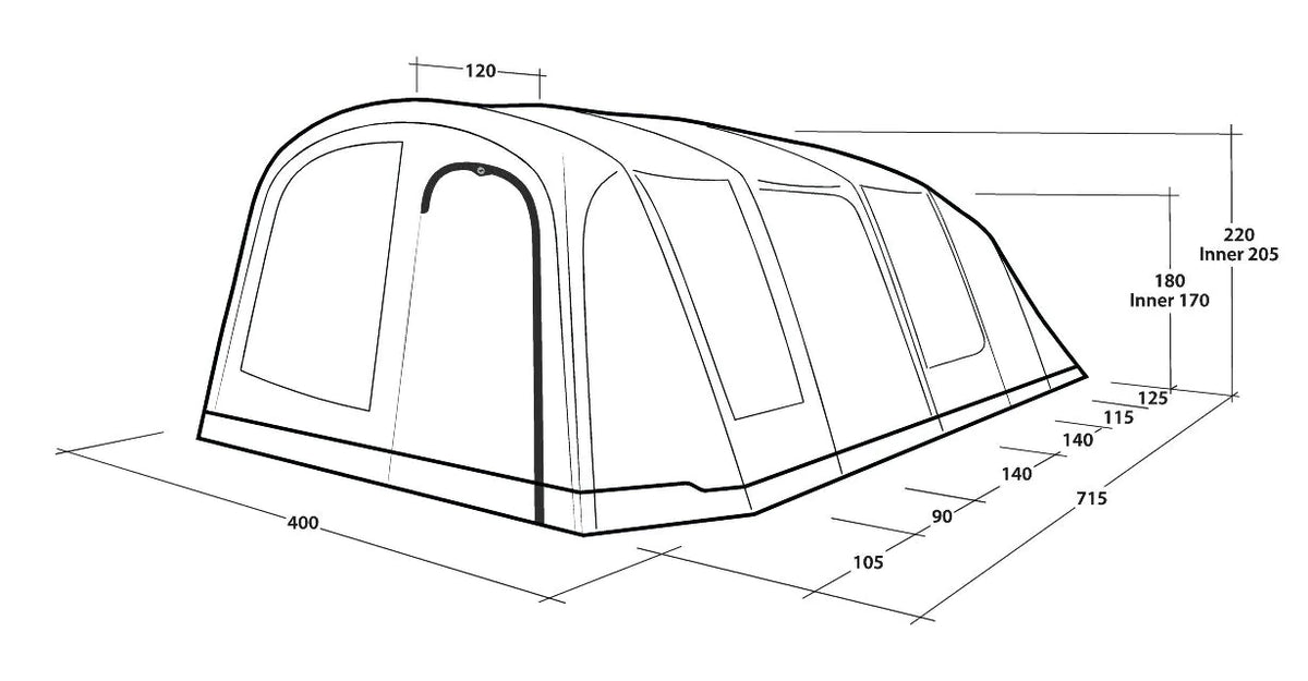 Outwell Tennessee 6+2 Air Tent 2026 in Blue (111470)