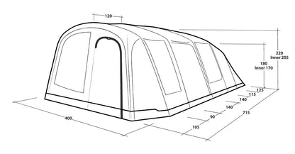 Outwell Tennessee 6+2 Air Tent 2026 in Blue (111470)