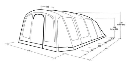 Outwell Tennessee 7 Person Inflatable Air Tent 2025 in Blue (111471)
