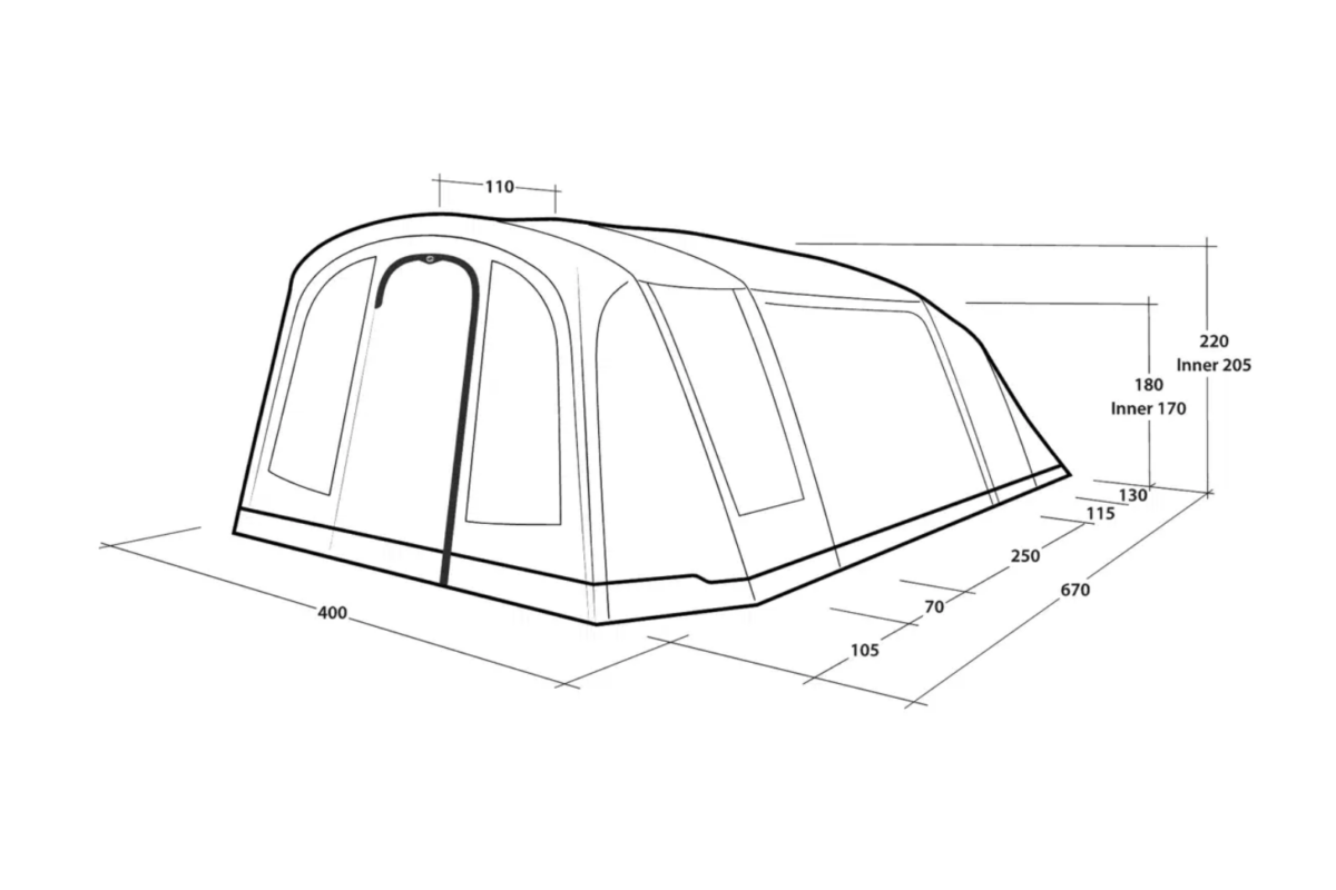 Outwell Sacramento 6 Person Inflatable Air Tent, Carpet & Footprint (111577)