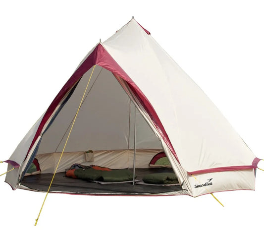 Skandika Tipi Comanche, 8 Person Tent in Beige with Red Trim (SKA0069)
