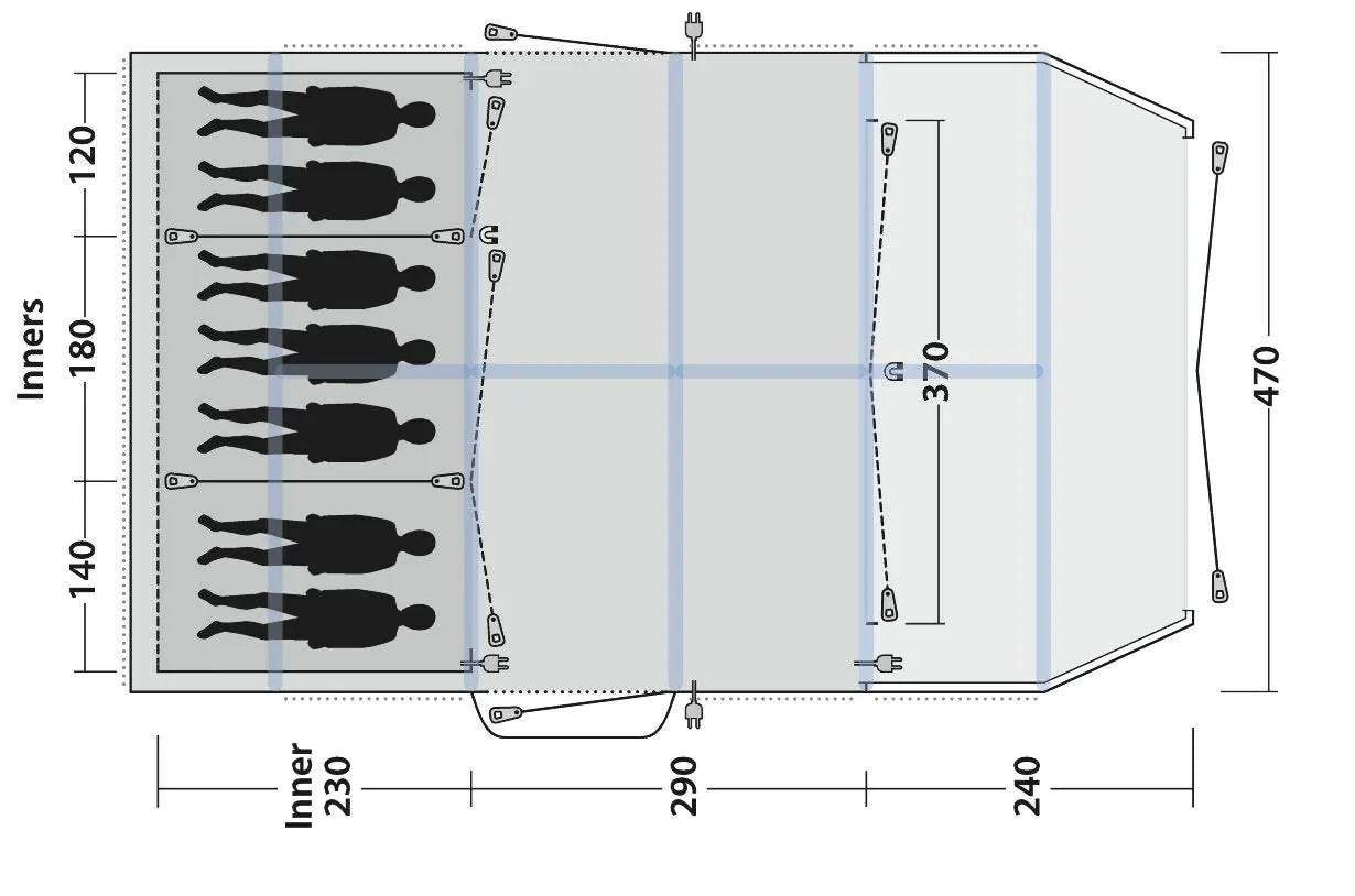 Outwell Knoxville 7SA Tent Floor Plan