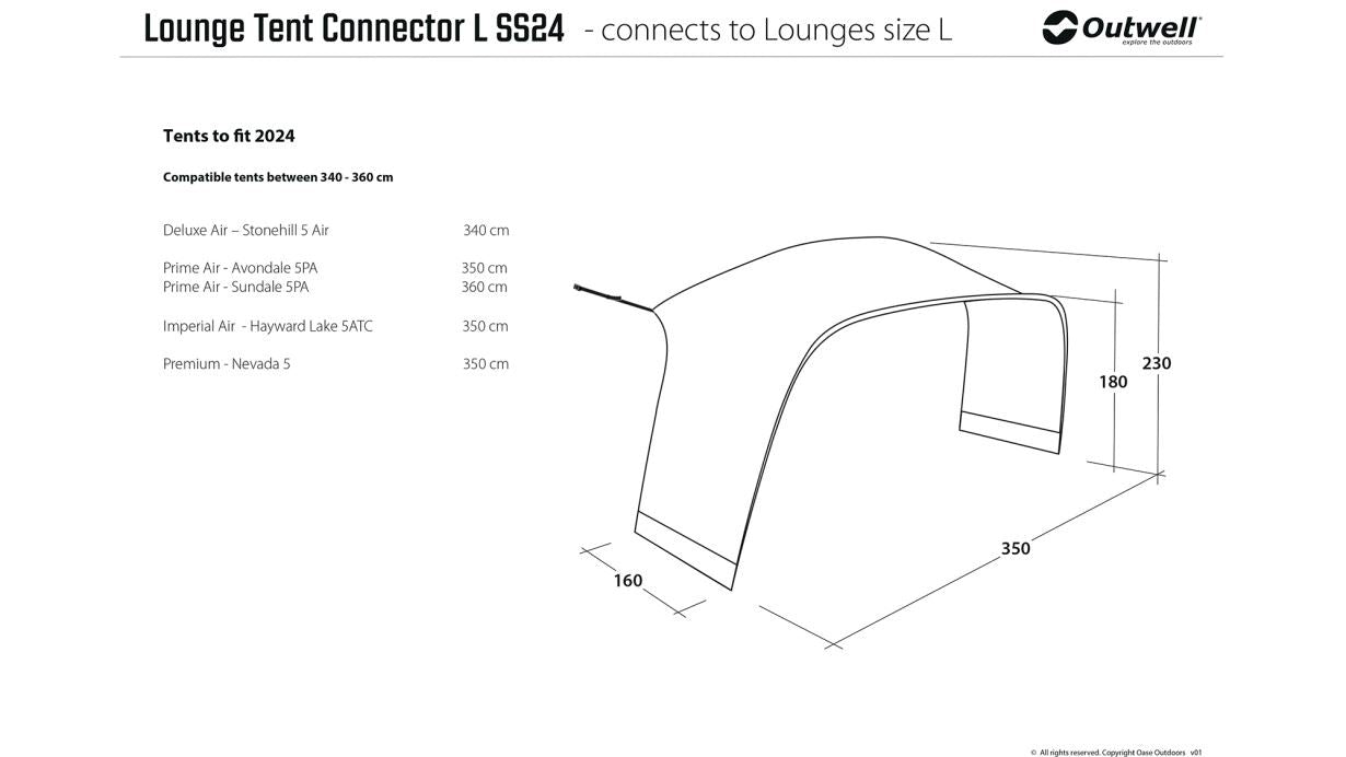 Outwell Lounge Tent Connector L in Grey - 111341 (OUT0167) - Outdoor Camping Shop